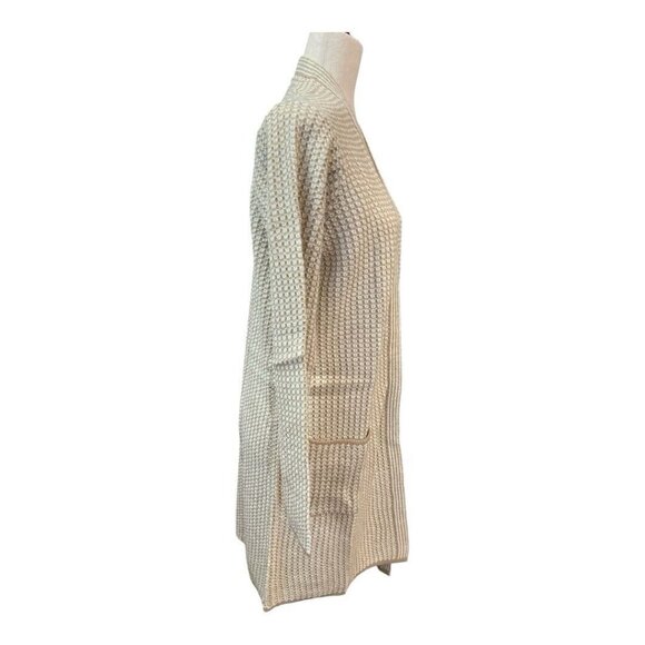 Fortune+Ivy Womens Knit Cardigan~Size Large~Tan White Pocket Sweater~L10 20 - Picture 4 of 10